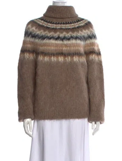 Pre-owned Celine Alpaca Patterned Sweater In Brown