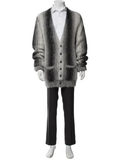 Pre-owned Celine Alpaca Striped Cardigan In Grey
