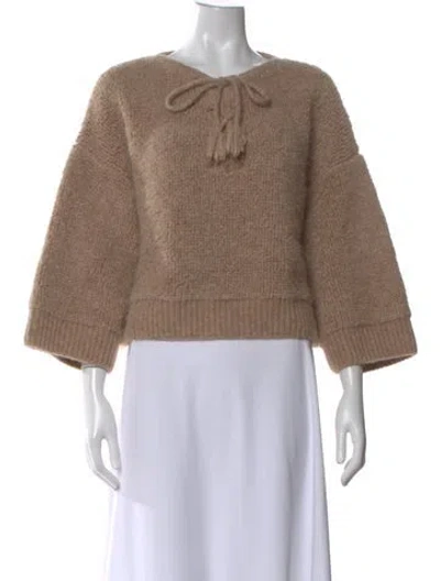 Pre-owned Celine Alpaca Tie Neck Sweater In Neutral