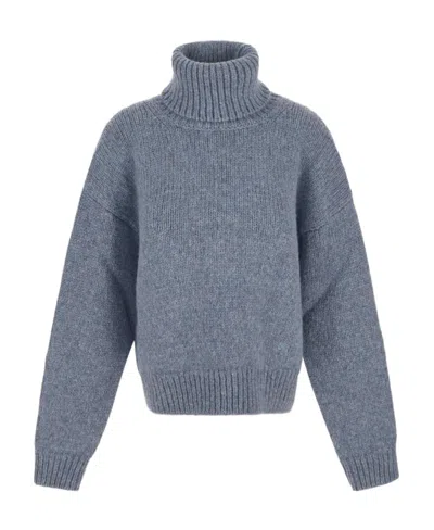 Celine Alpaca Turtleneck Sweater In Gray