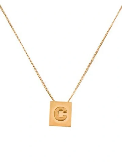 Pre-owned Celine Alphabet "c" Pendant Necklace, 17" In Multi