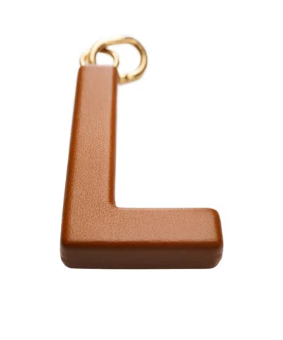 Celine Alphabet Charms L Letter In Lambskin  And Brass With Gold Finish In Brown