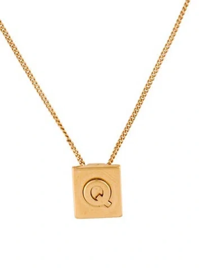 Pre-owned Celine Alphabet "q" Pendant Necklace, 16" In Multi