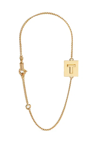 Celine Alphabet T Bracelet In Brass In Gold
