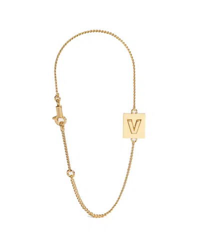 Celine Alphabet V Bracelet In Brass In Gold