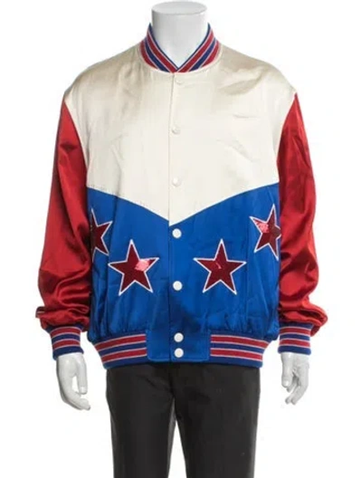 Pre-owned Celine American Teddy Graphic Print Bomber Jacket W/ Tags In Red