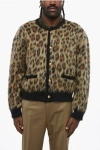 Celine Animal Patterned Crew-neck Cardigan With Golden Buttons In Multi