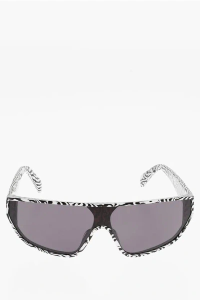 Celine Animal Patterned Frame Shield Sunglasses In Black