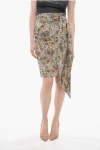 CELINE ANIMAL PATTERNED SILK MIDI SKIRT WITH KNOTTED BAND