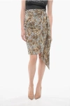 Celine Animal Patterned Silk Midi Skirt With Knotted Band