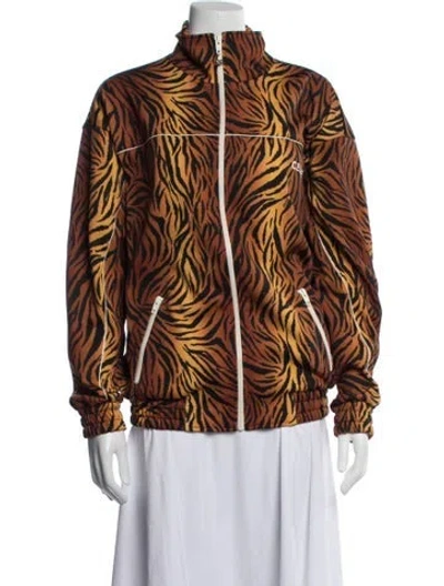 Pre-owned Celine Animal Print Bomber Jacket In Brown