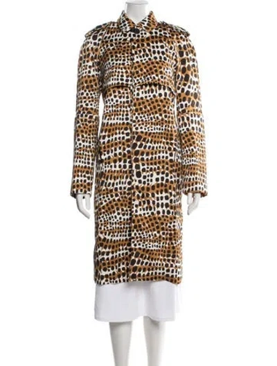 Pre-owned Celine Animal Print Coat W/ Tags In Brown