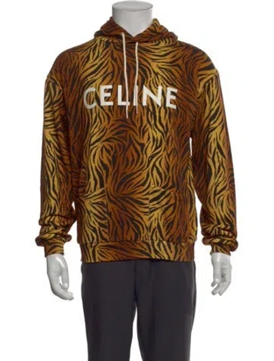 Pre-owned Celine Animal Print Crew Neck Hoodie In Neutral