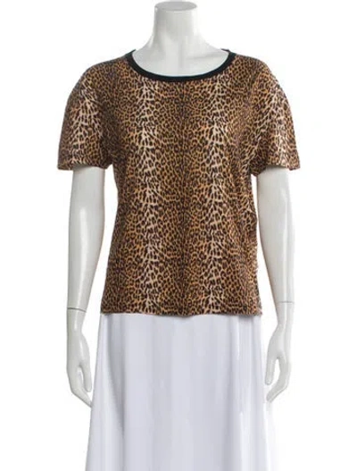 Pre-owned Celine Animal Print Crew Neck T-shirt In Neutral
