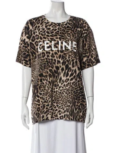 Pre-owned Celine Animal Print Crew Neck T-shirt W/ Tags In Neutral