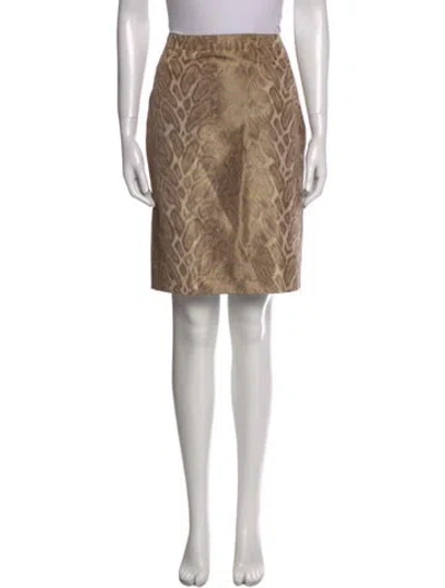 Pre-owned Celine Animal Print Knee-length Skirt W/ Tags In Brown