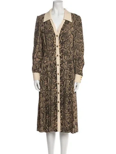 Pre-owned Celine Animal Print Long Dress In Black