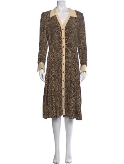 Pre-owned Celine Animal Print Midi Length Dress In Neutral