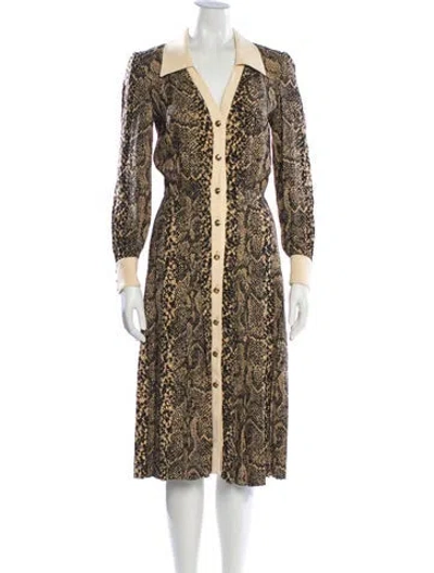 Pre-owned Celine Animal Print Midi Length Dress In Neutrals