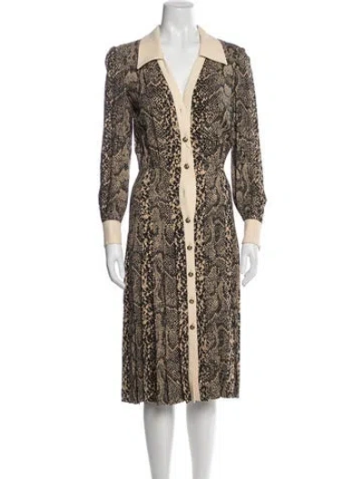 Pre-owned Celine Animal Print Midi Length Dress In Neutrals