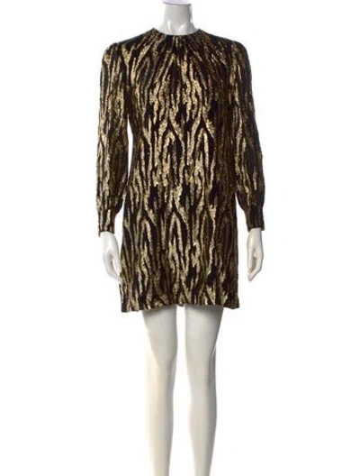 Pre-owned Celine Animal Print Mini Dress In Black