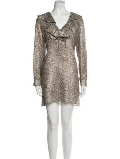Pre-owned Celine Animal Print Mini Dress In Neutral
