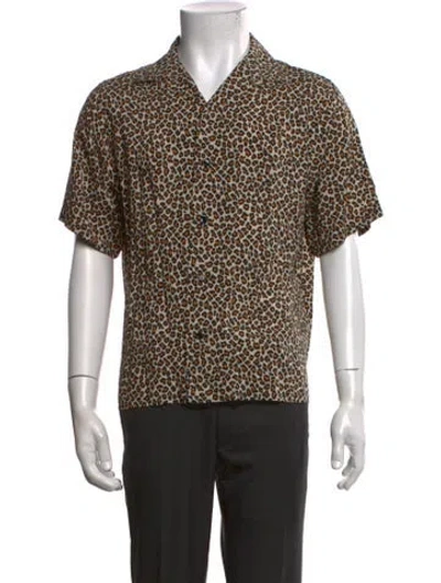 Pre-owned Celine Animal Print Short Sleeve Shirt In Black/brown