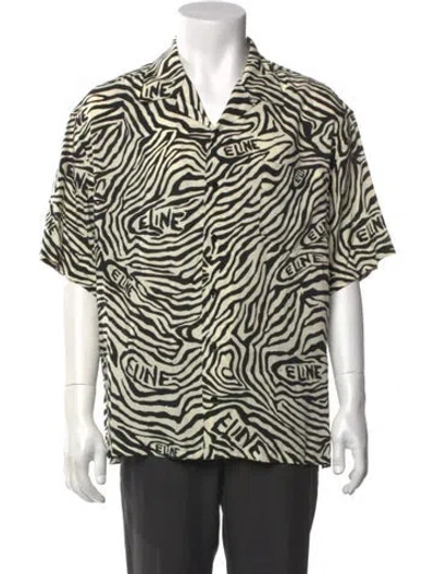 Pre-owned Celine Animal Print Short Sleeve Shirt W/ Tags In Neutral