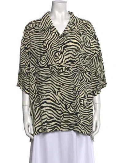 Pre-owned Celine Animal Print Short Sleeve In White