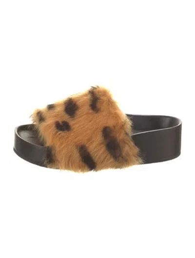 Pre-owned Celine Animal Print Slides In Orange