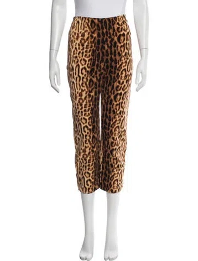 Pre-owned Celine Animal Print Straight Leg Pants In Neutrals