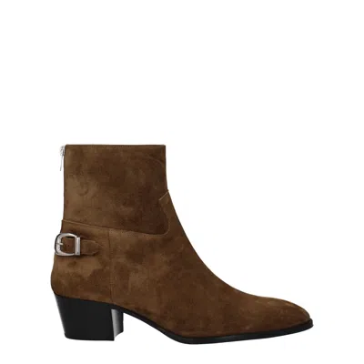 Celine Ankle Boots Isaac Mens Suede Brown/mole