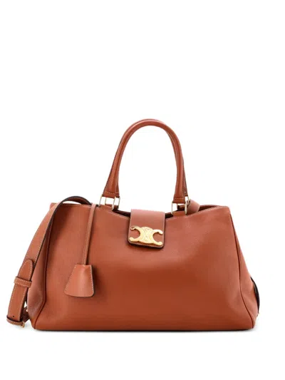 Pre-owned Celine Appoline Handbag Calfskin Medium Satchel In Brown