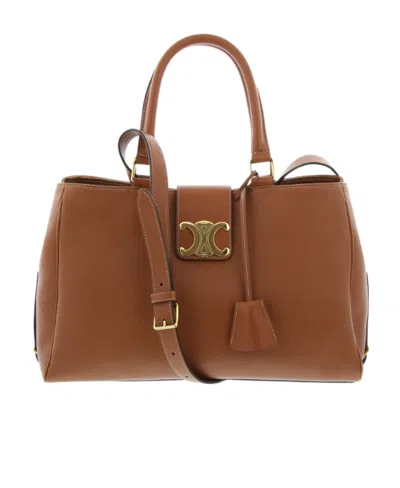 Celine Appoline Medium Logo Shoulder Bag In Brown