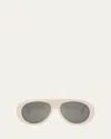 Celine Apres Ski Acetate Aviator Sunglasses In Ivory Smoke Mirror