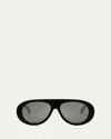 Celine Apres Ski Acetate Aviator Sunglasses In Shiny Black/smoke Mirror