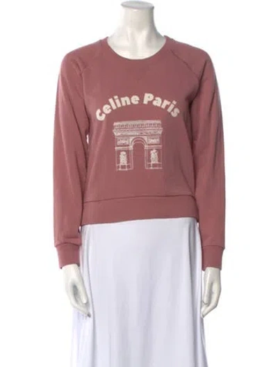 Pre-owned Celine Arc De Triomphe Logo Graphic Print Sweatshirt In Pink