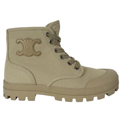 Pre-owned Celine Army Green Canvas 2021 Patapans 20 Paratrooper Boots Shoes 36