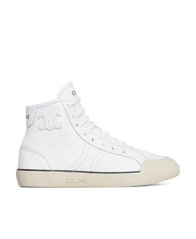 Celine As-02 Mid Low Lace-up  Alan Sneakers With Triomphe Patch In Calfskin