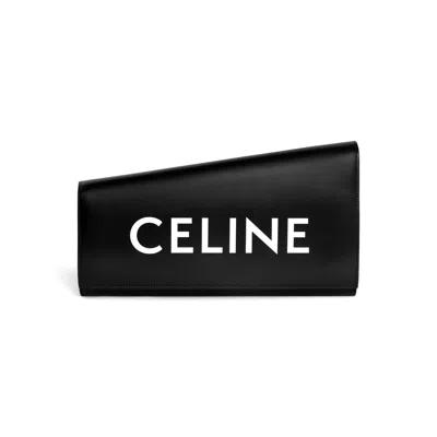 Celine Asymmetric Clutch Pouch In Black