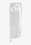Celine Asymmetric Satin Midi Skirt In Neutral
