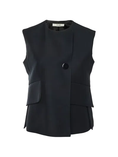 Pre-owned Celine Asymmetric Sleeveless Vest In Black