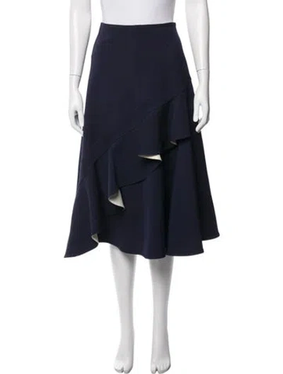 Pre-owned Celine Asymmetrical Midi Length Skirt In Blue/neutrals