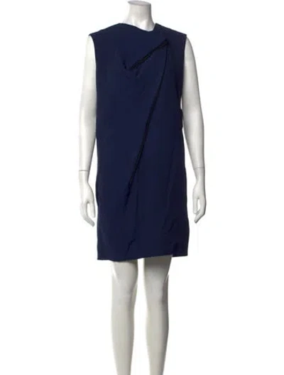 Pre-owned Celine Asymmetrical Mini Dress In Blue