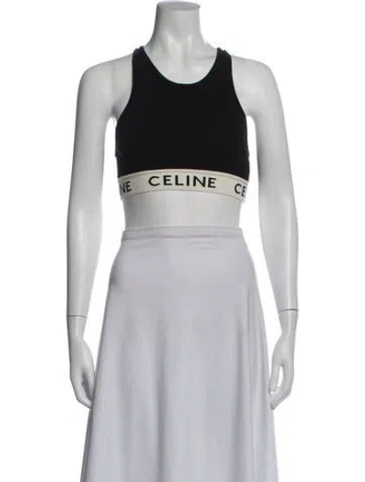 Pre-owned Celine Athletic Knit Sports Bra Crew Neck Sports Bra In White