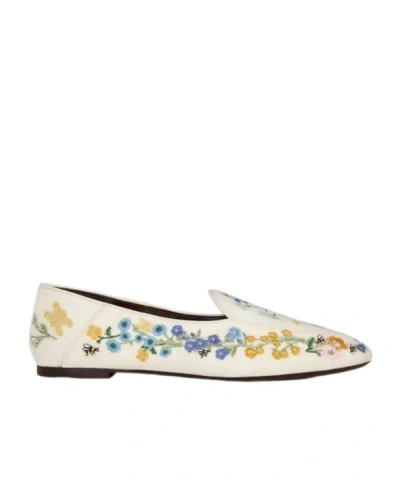 Celine Aura Loafer In Flowers Embroidered Velvet In White