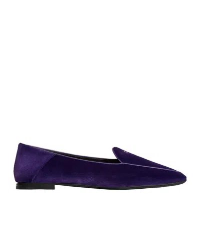 Celine Aura Loafer With Triomphe In Velvet In Purple