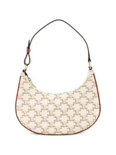 Pre-owned Celine Ava Bag Triomphe Coated Canvas Hobo Bag In Brown
