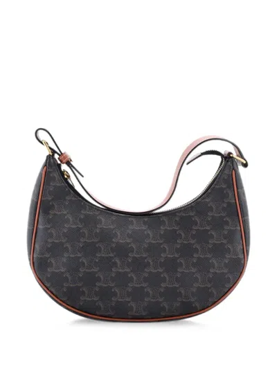 Pre-owned Celine Ava Bag Triomphe Coated Canvas Hobo Bag In Brown