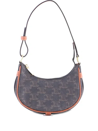 Pre-owned Celine Ava Bag Triomphe Coated Canvas Mini Shoulder Bag In Brown